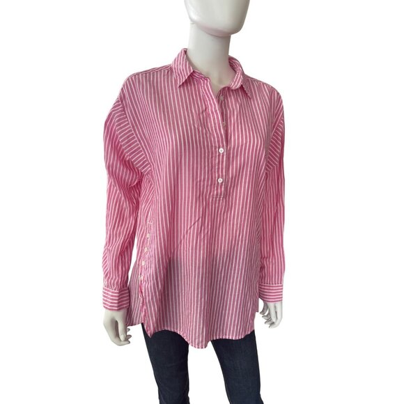 J.McLaughlin Pink & White Striped Button-Down Shirt Size M - Picture 3 of 6